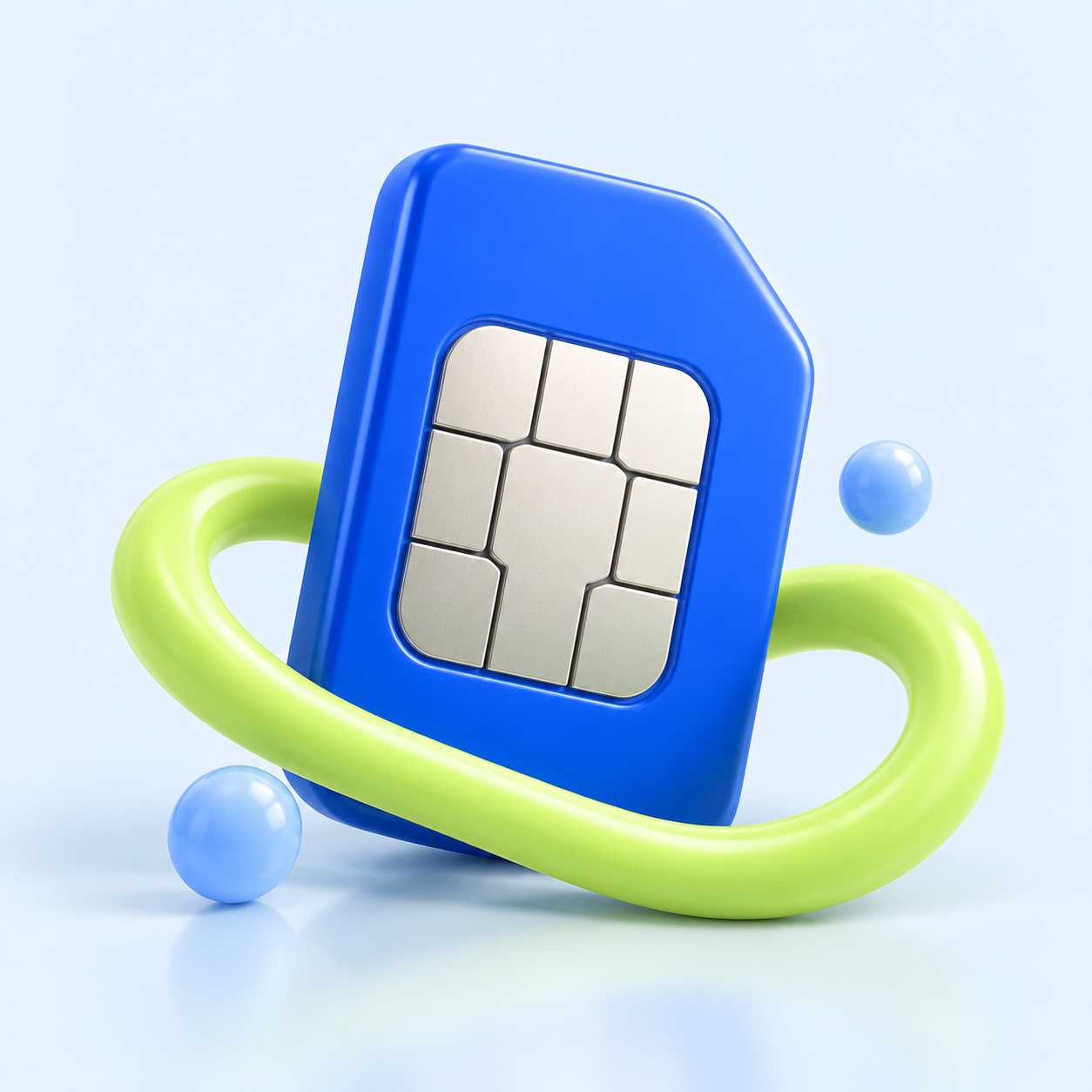 Ilustração tridimensional de um chip azul com detalhes em verde-lima